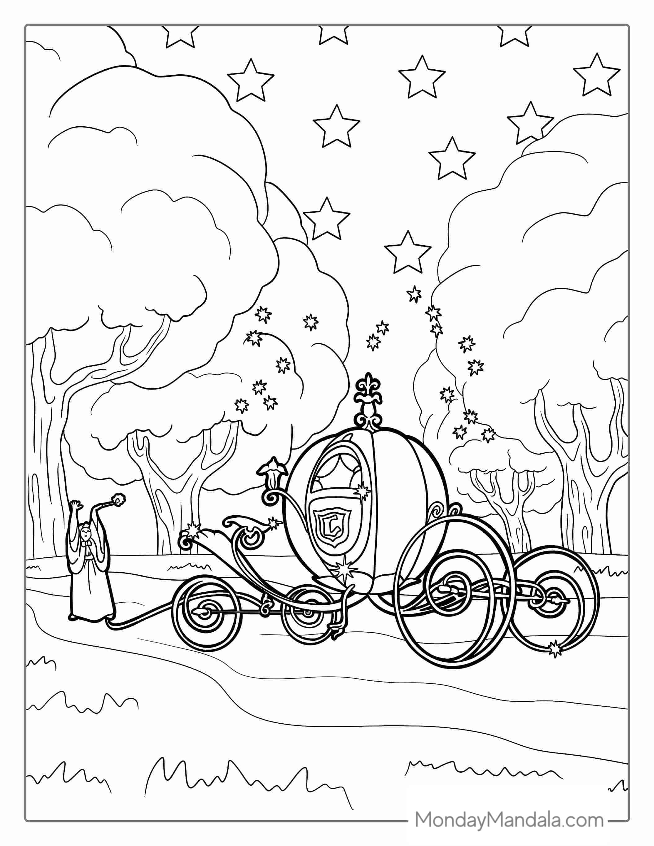 Cinderella Pumpkin Coach Coloring Sheet coloring page