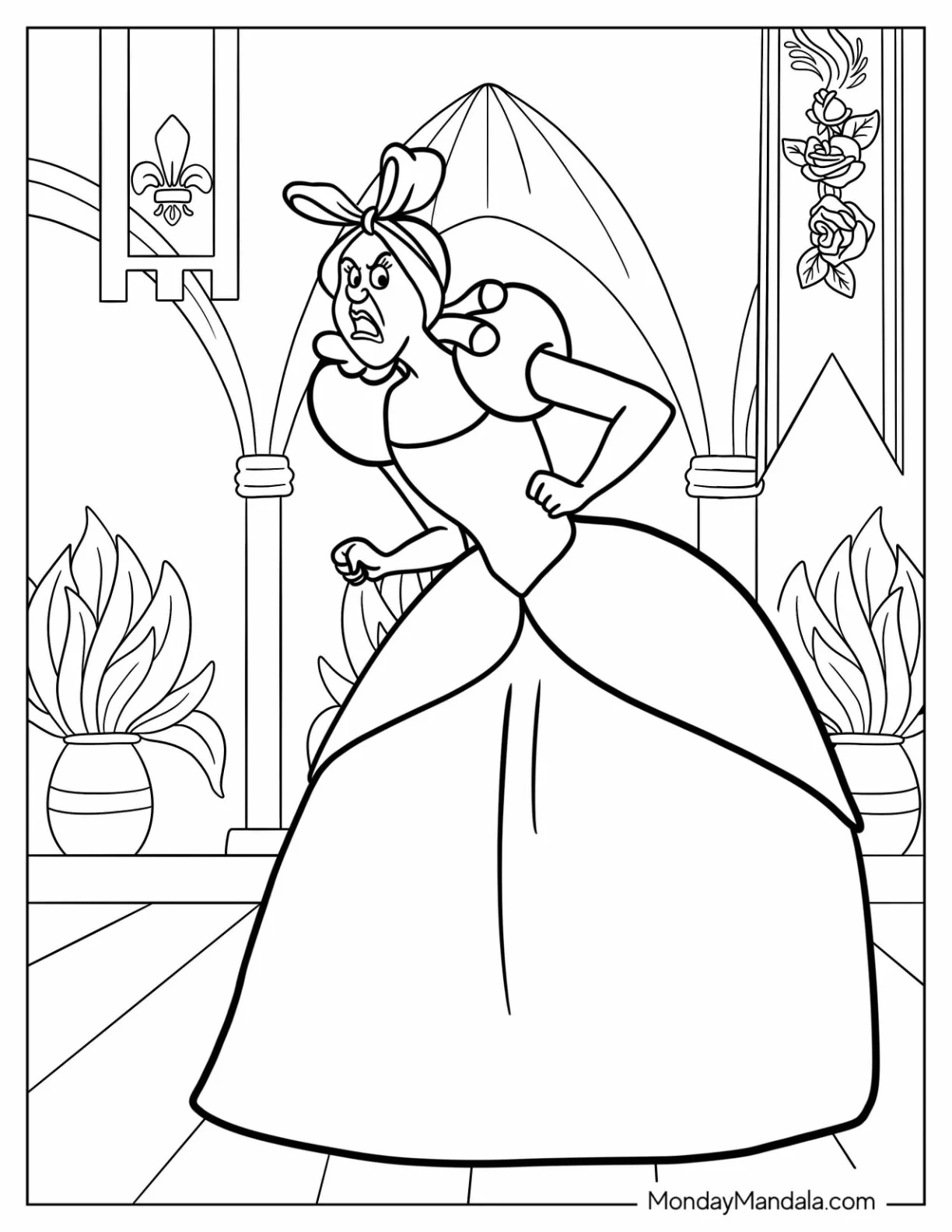 Cinderella s Ugly Stepsister Throwing A Fit coloring page — printable line art
