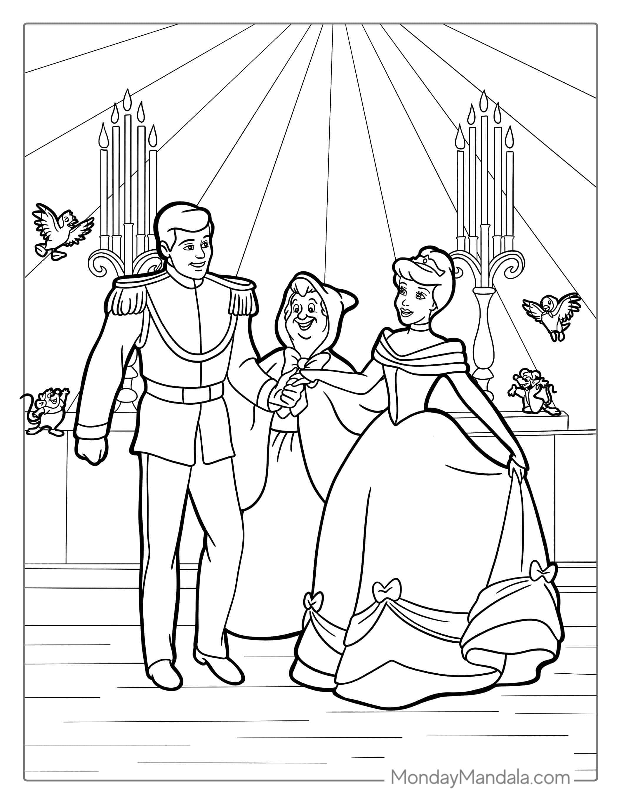 Coloring Page Of Cinderella_s Wedding coloring page — printable line art