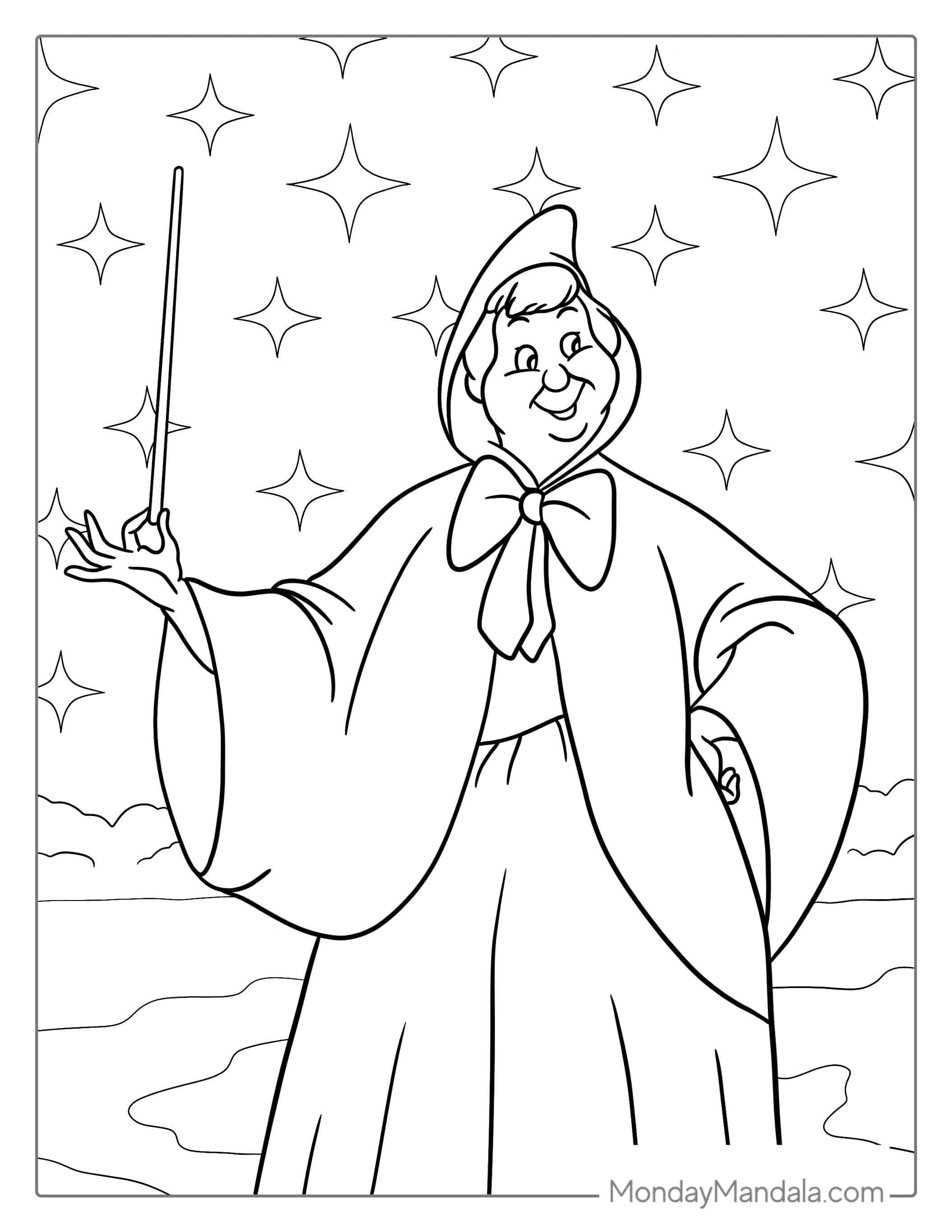 Easy Coloring Page Of The Fairy Godmother coloring page — printable line art
