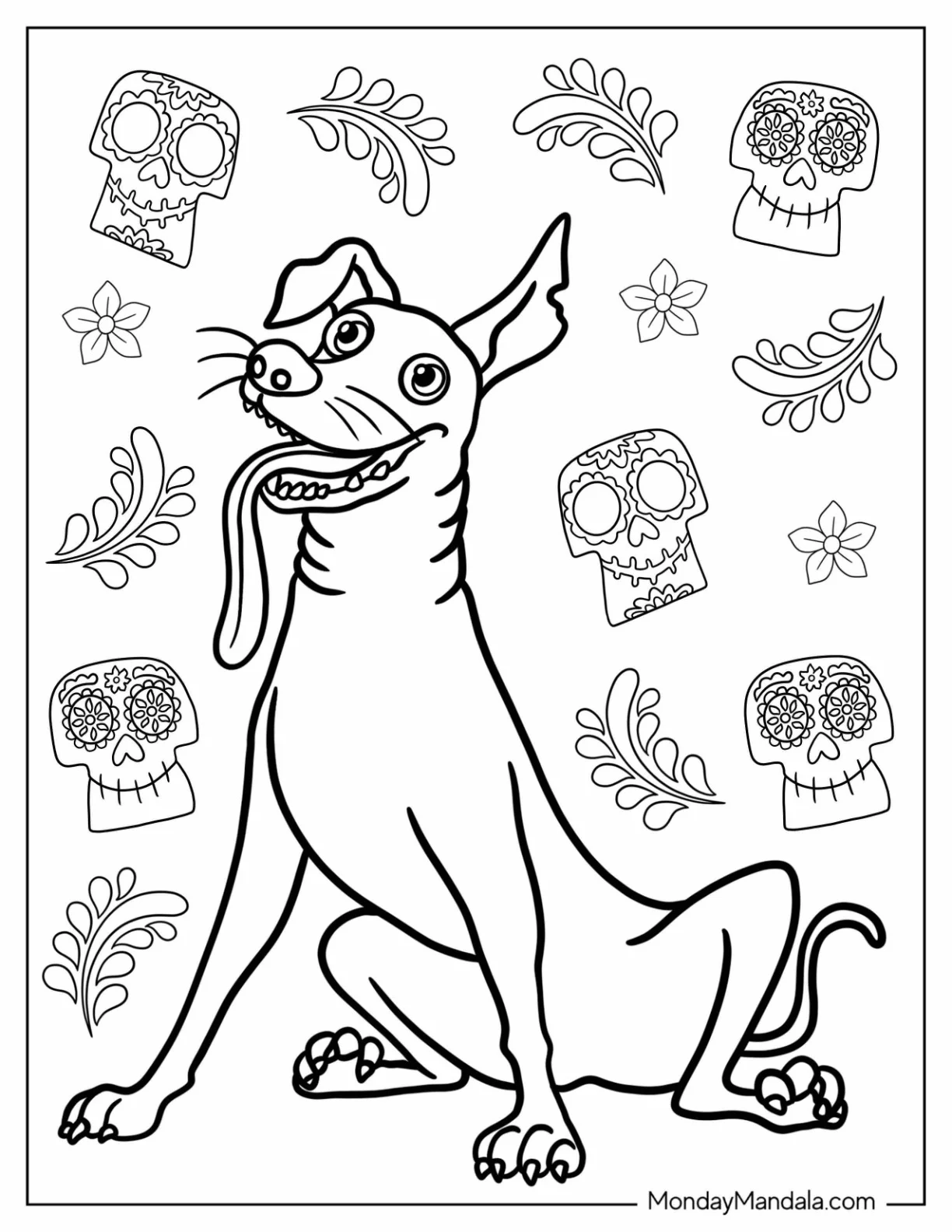 Coco Coloring Page of Dante With Tongue Out coloring page