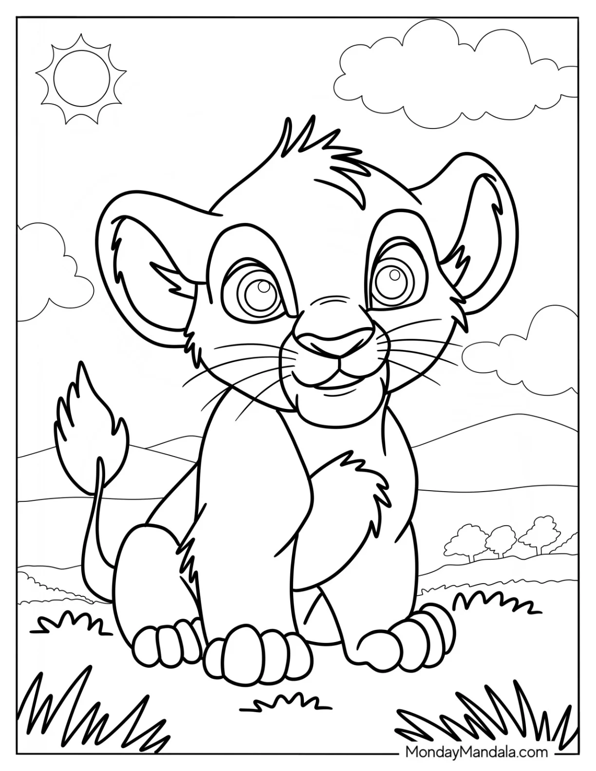Cute Disney Coloring Page Of Disney Simba coloring page