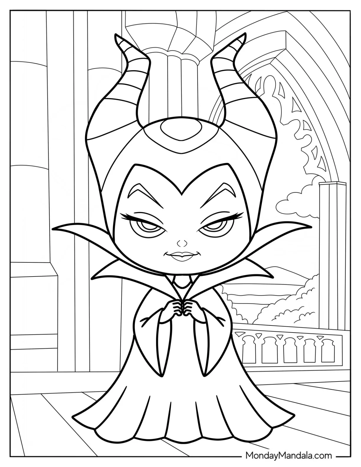 Cute Disney Coloring Page Of Evil Maleficent coloring page