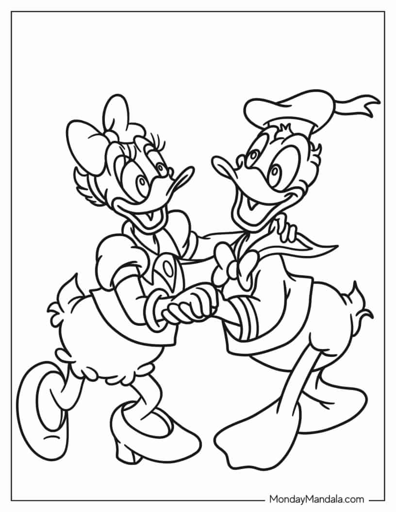 Coloring Page Of Daisy Duck Dancing With Donald Duck coloring page