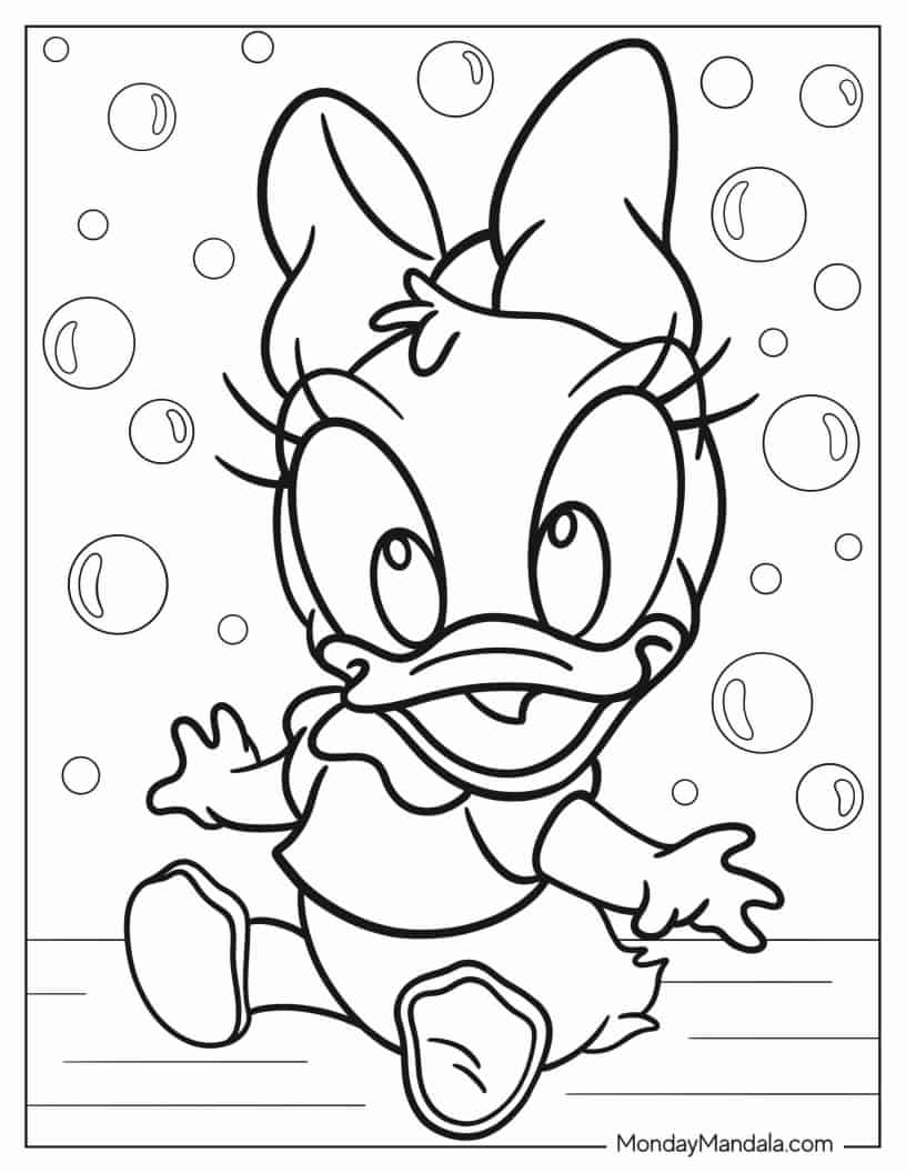 Cute Baby Daisy Duck Coloring In For Kids coloring page — printable line art
