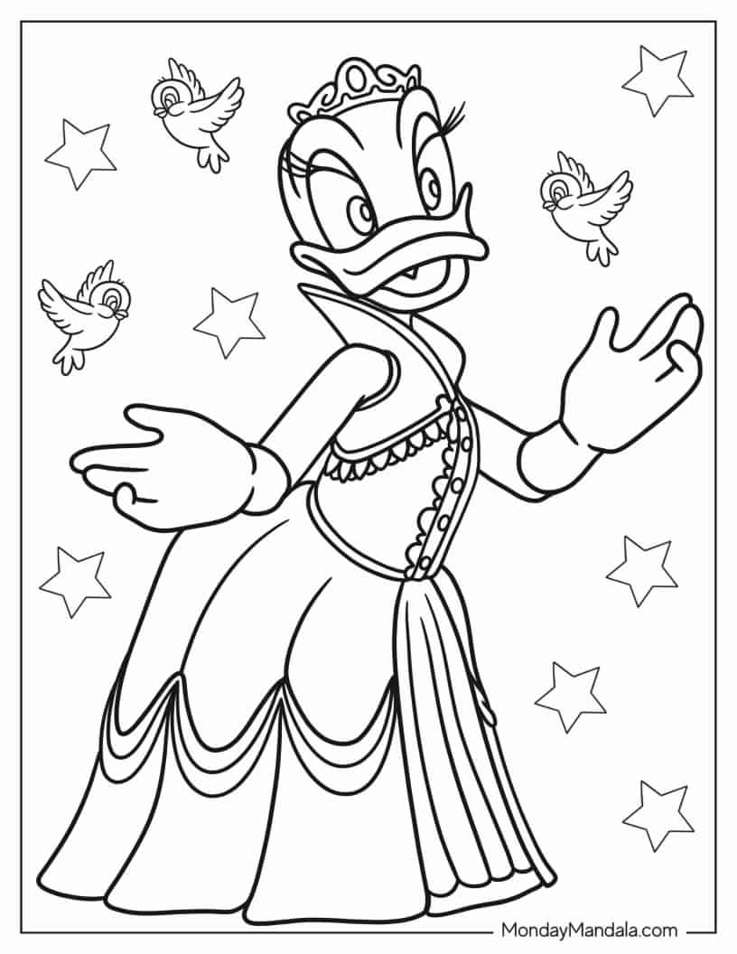 Daisy Duck In Princess Gown Coloring In coloring page