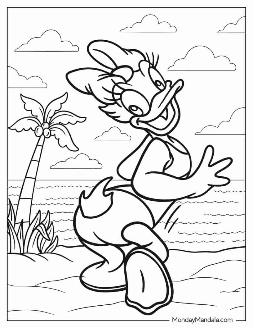 Daisy Duck In The Beach coloring page