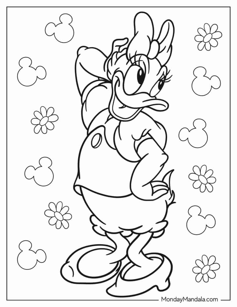 Daisy Duck Outline Coloring In For Preschoolers coloring page