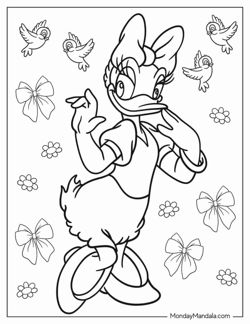 Easy Daisy Duck Coloring Page For Kids coloring page