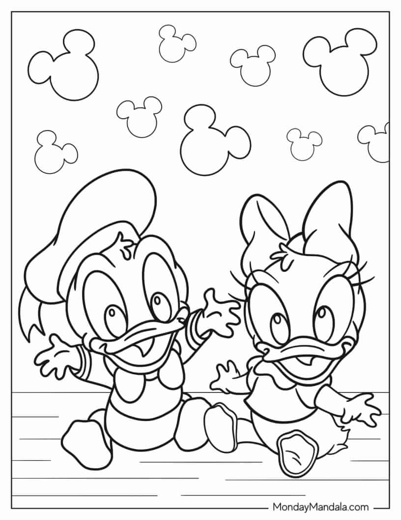 Kawaii Baby Daisy Duck And Donald Duck coloring page