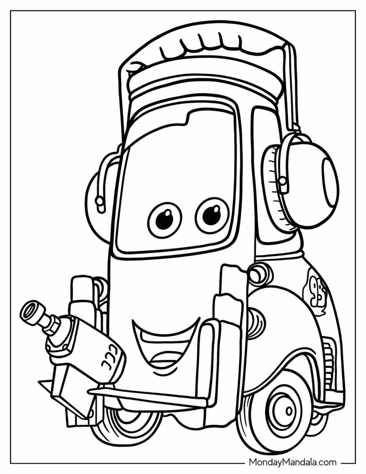Cars Coloring Page of Cute Guido For Preschoolers coloring page