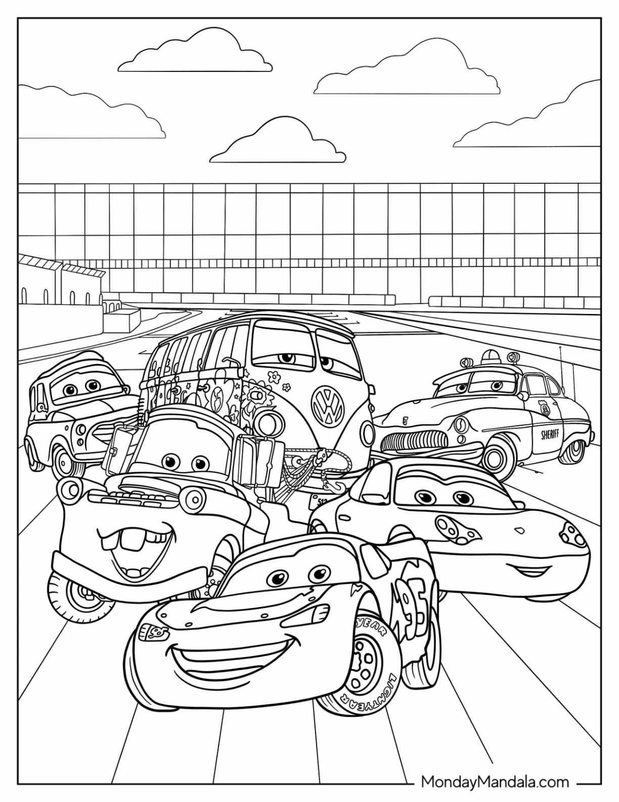 Cars Coloring Page of Detailed Cars Poster coloring page