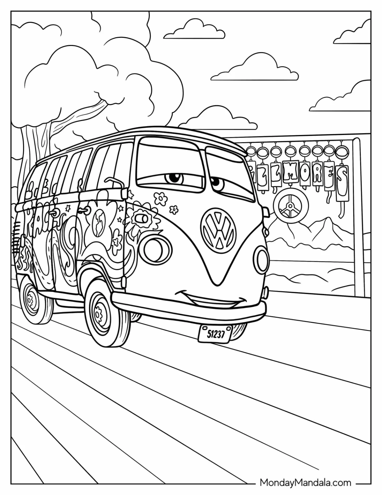 Cars Coloring Page of Detailed Fillmore coloring page