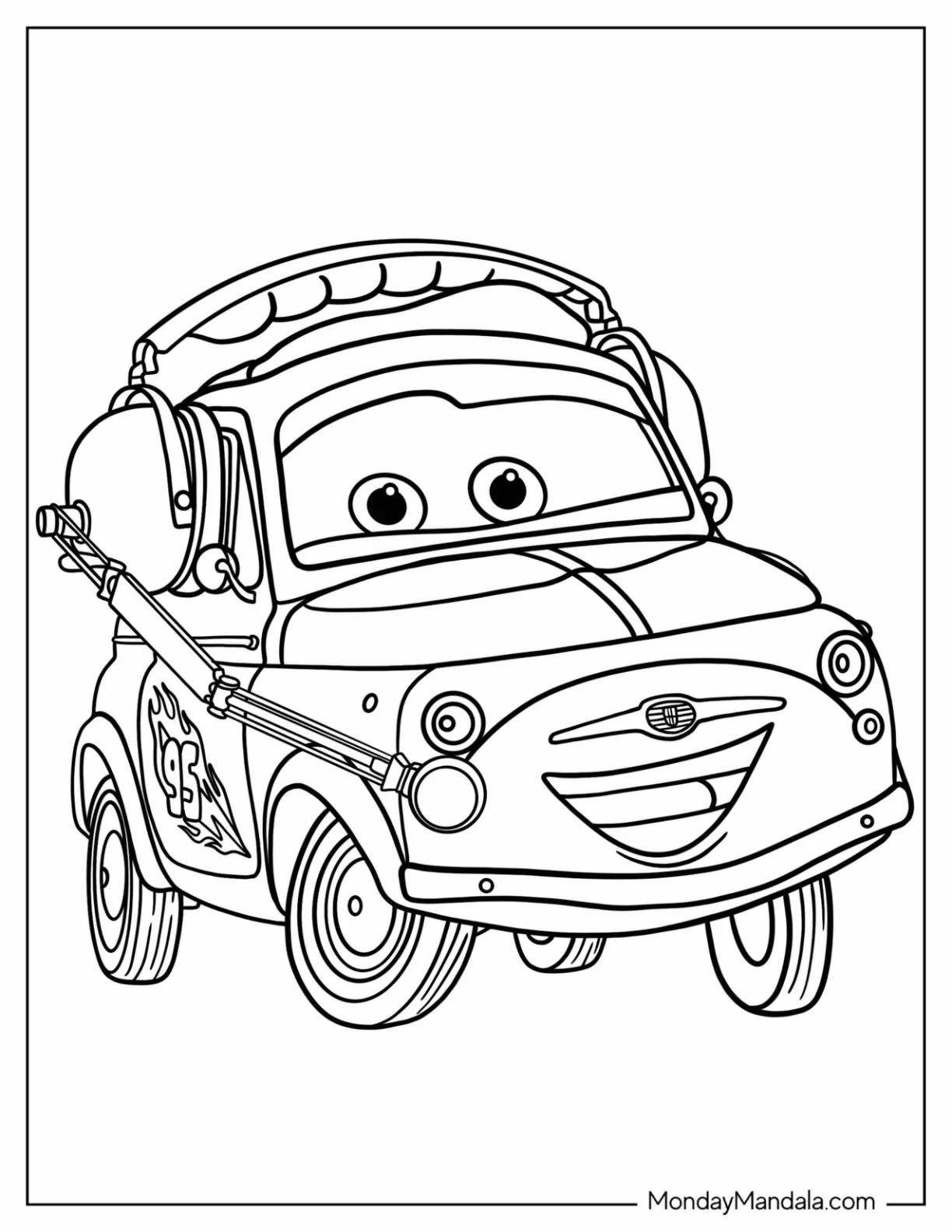 Cars Coloring Page of Easy Luigi With Headset coloring page