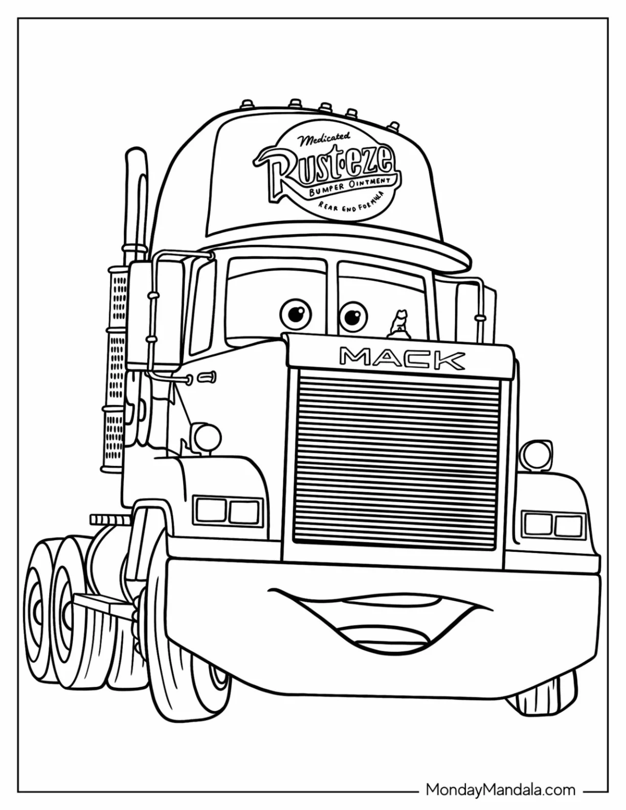 Cars Coloring Page of Mack Hauler Truck coloring page