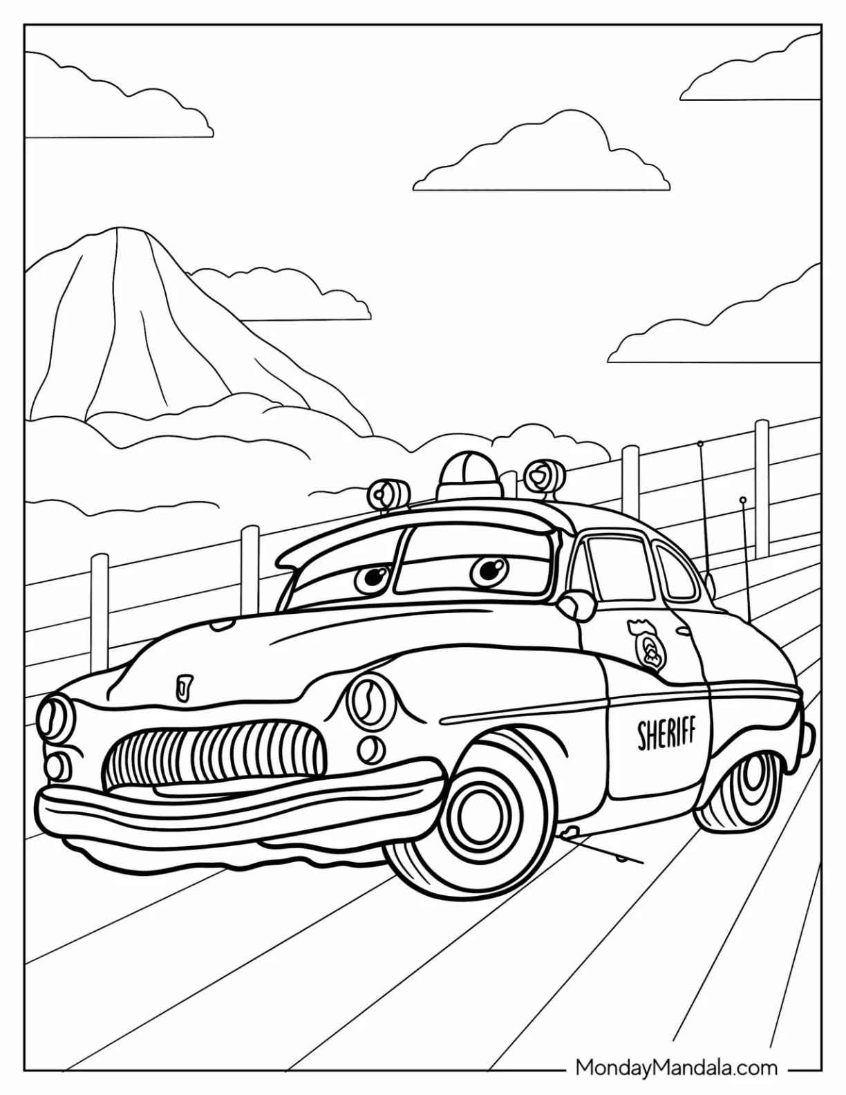 Cars Coloring Page of Sheriff coloring page