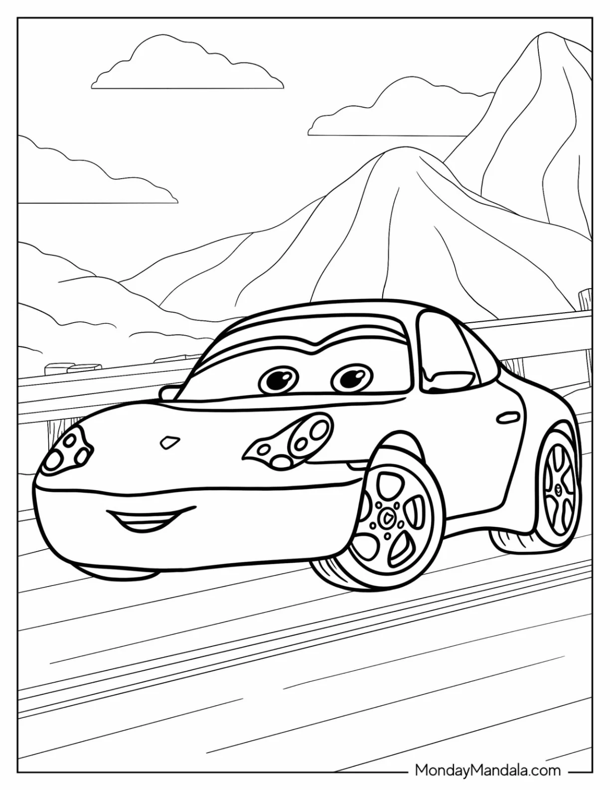 Cars Coloring Page of Simple Sally Carrera For Kids coloring page