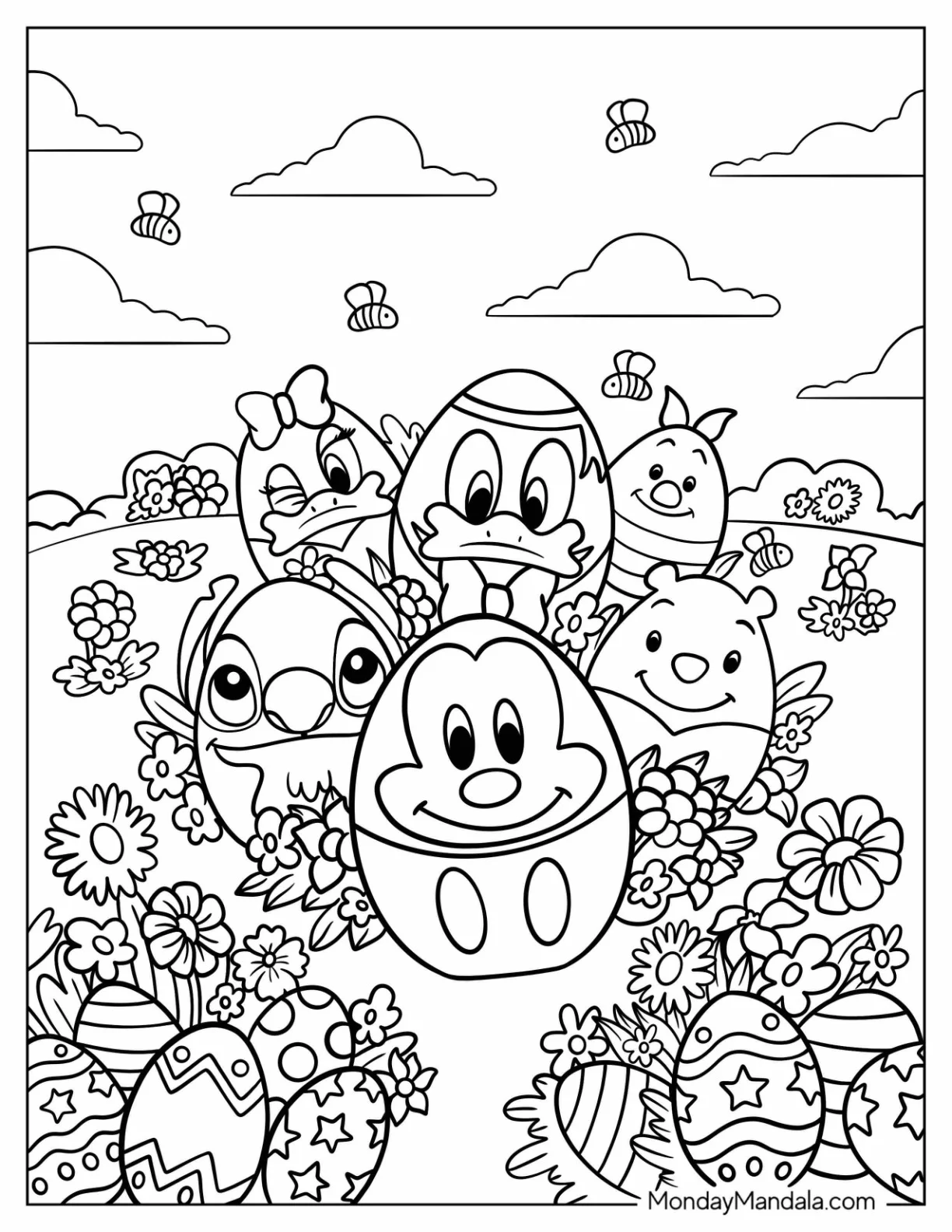 Disney Characters As Disney Easter Coloring Page Eggs coloring page