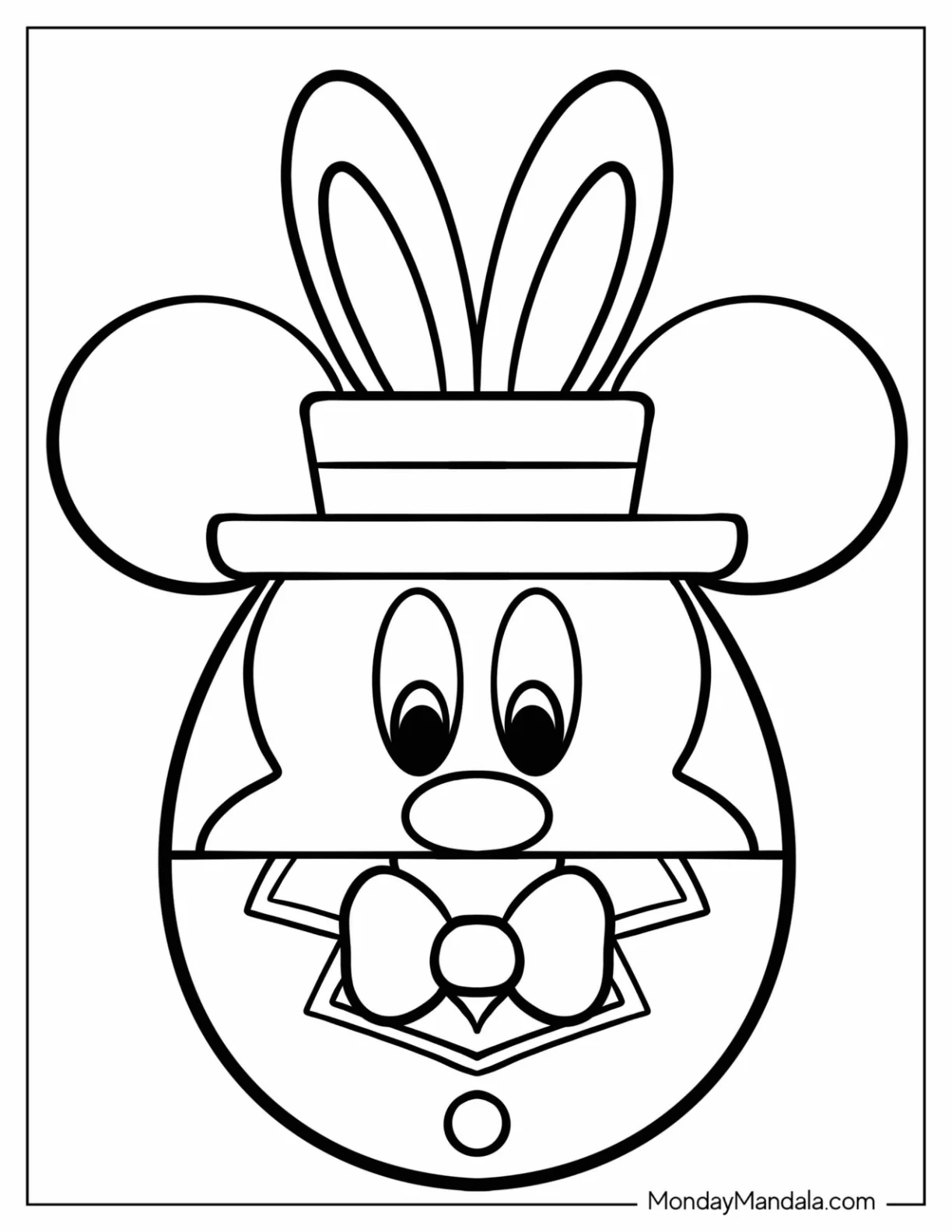 Easy Mickey Mouse Disney Easter Coloring Page Egg For Preschoolers coloring page — printable line art