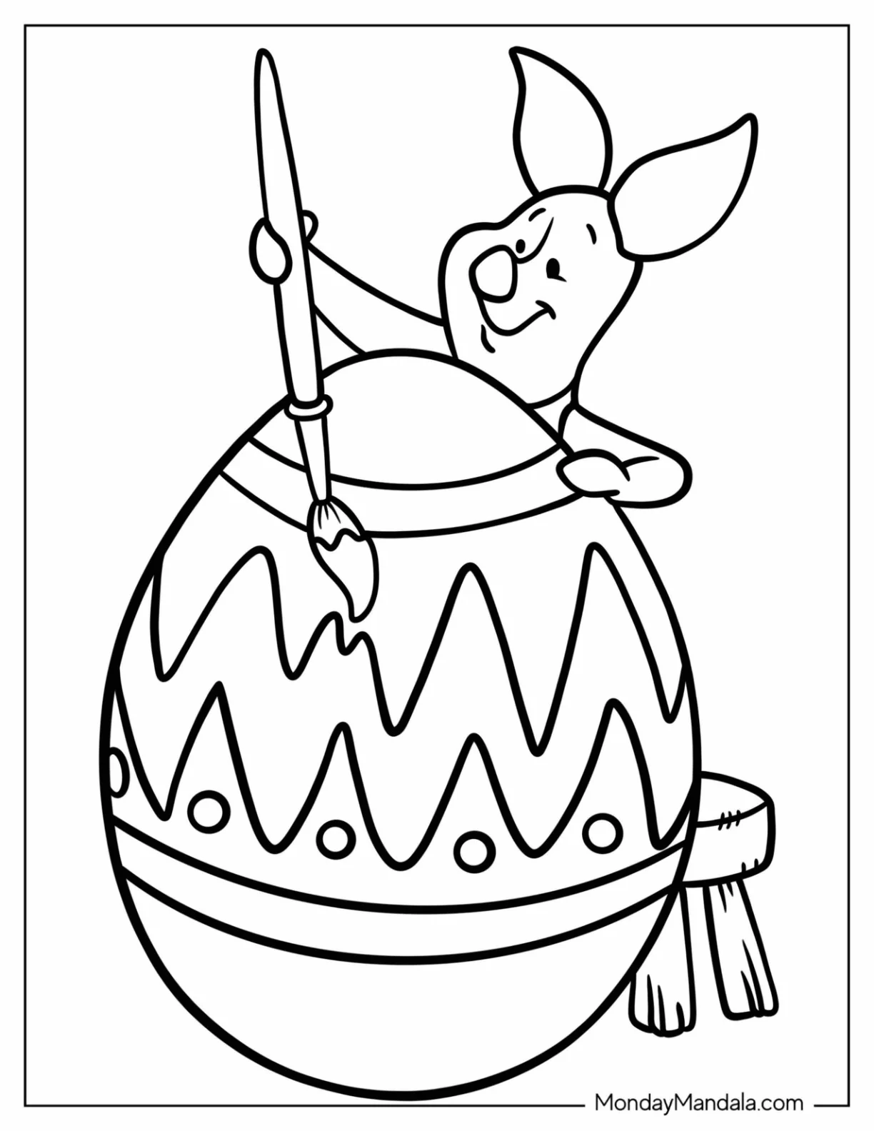 Easy Piglet Painting Disney Easter Coloring Page Egg For Preschoolers coloring page
