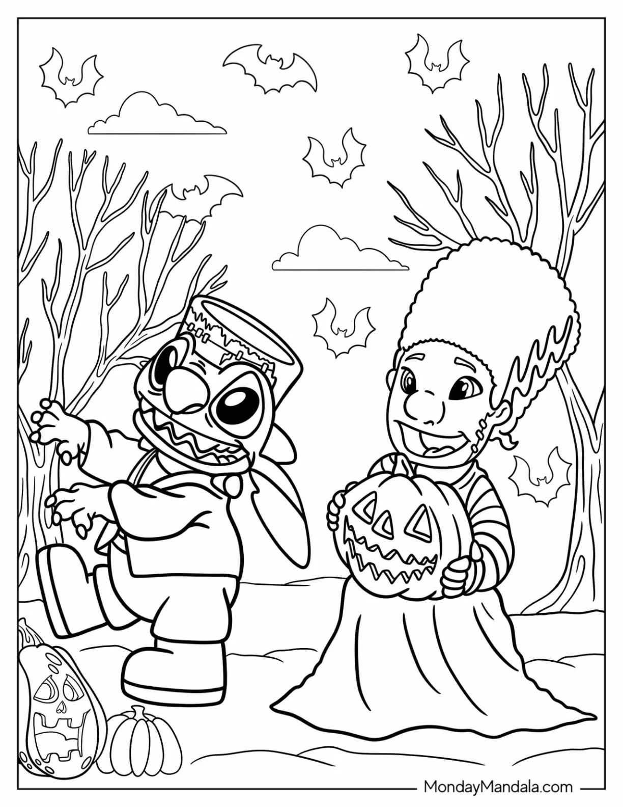 Frankenstein Lilo   Stitch Disney Halloween Coloring Page coloring page