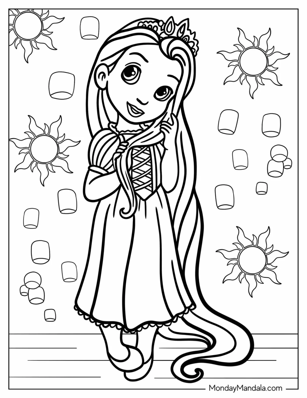 Disney Princess Coloring Page Of Kawaii Rapunzel coloring page
