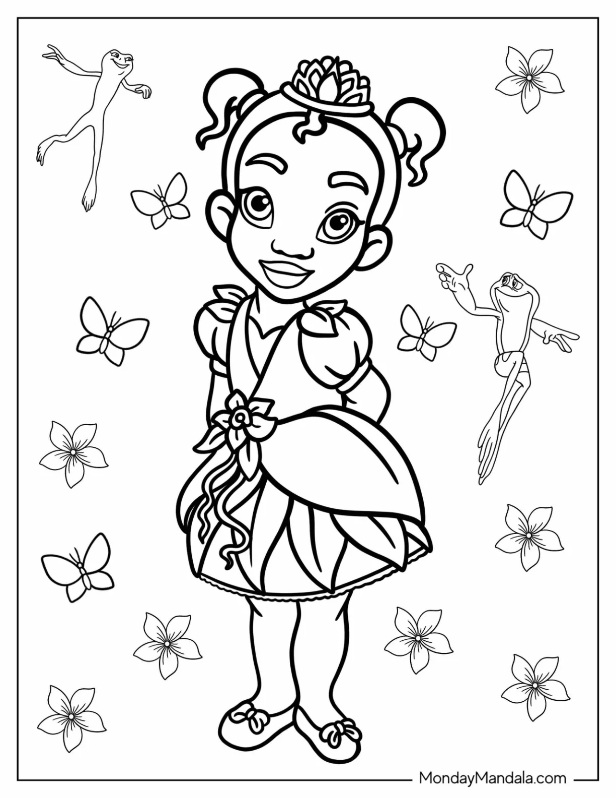 Disney Princess Coloring Page Of Little Tiana coloring page