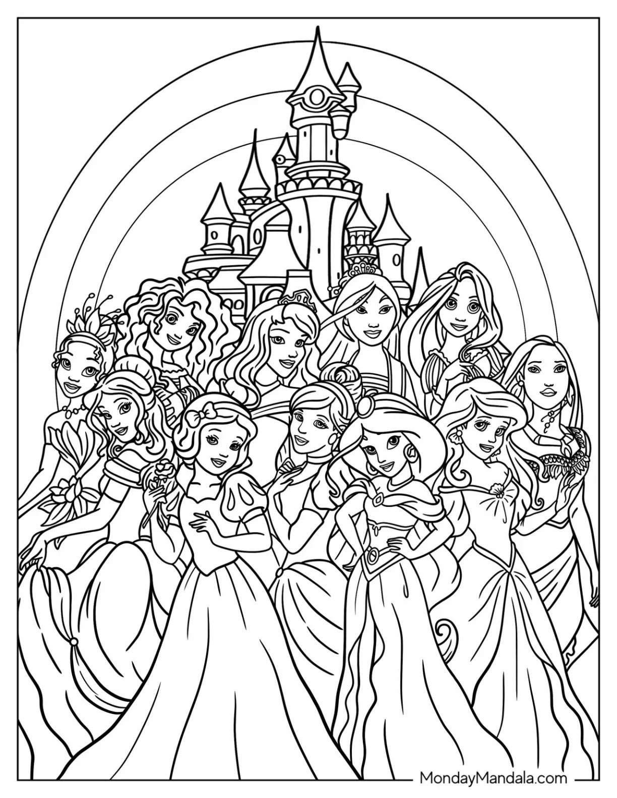 Disney Princess Coloring Page Of Walt Disney Castle coloring page