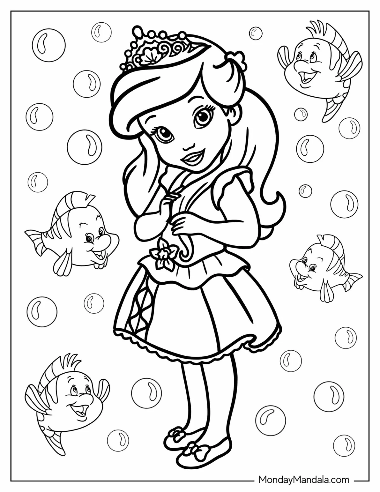 Disney Princess Coloring Page Of Young Human Ariel coloring page