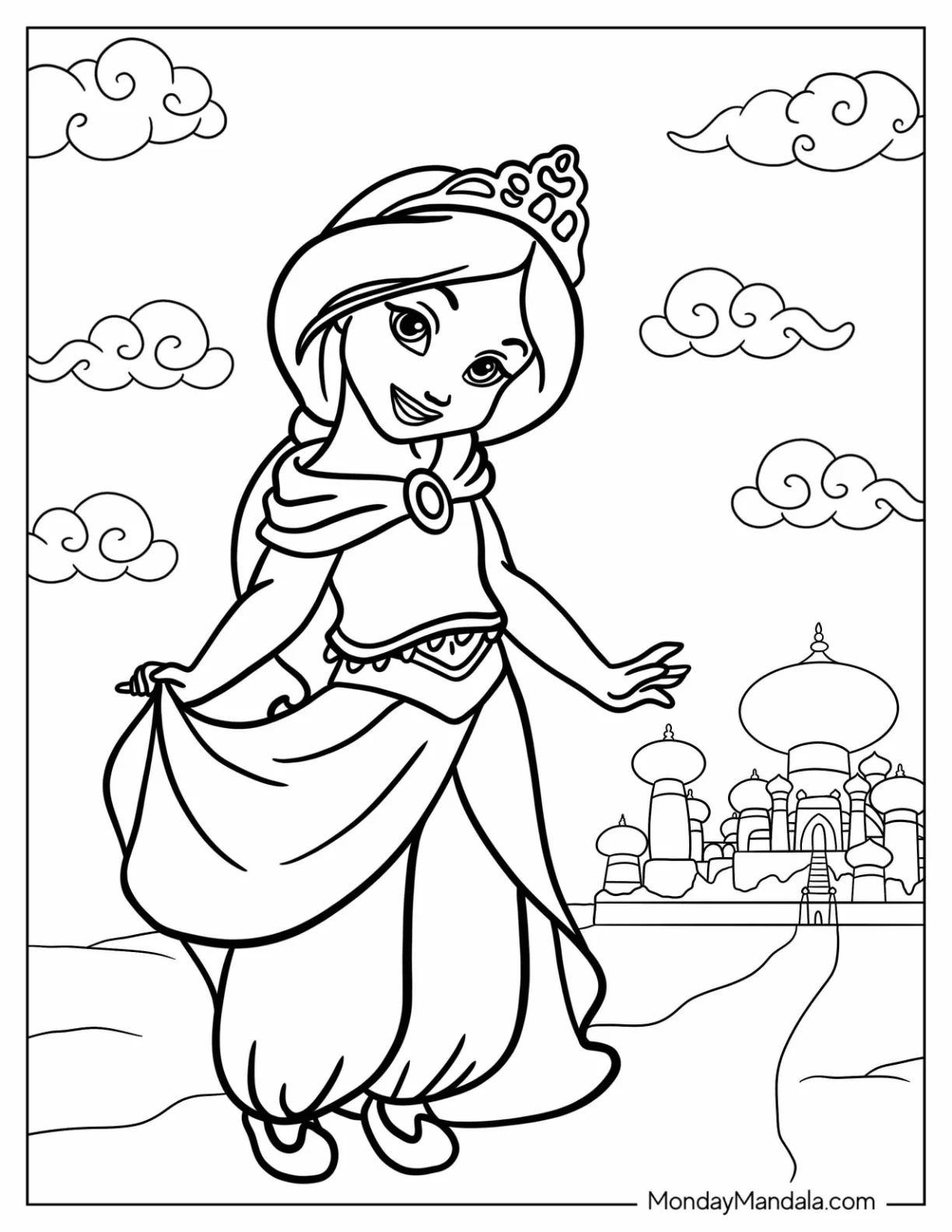 Disney Princess Coloring Page Of Young Jasmine coloring page