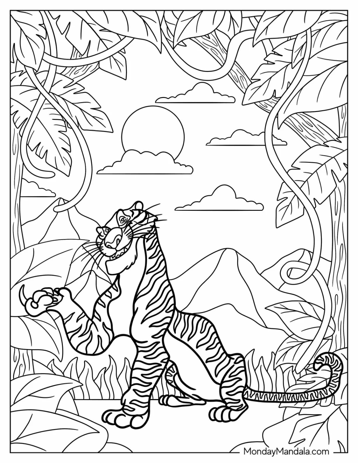 Disney Villain Coloring Page Of The Jungle Book Rajah For Kids coloring page