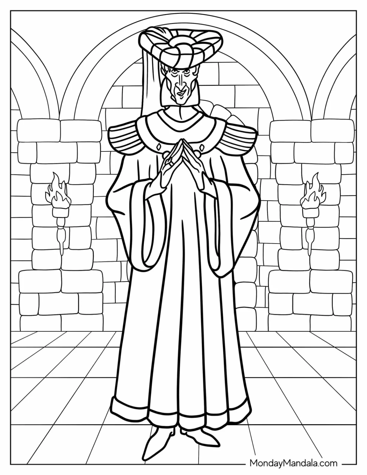 Evil Claude Frollo Disney Villain Coloring Page coloring page