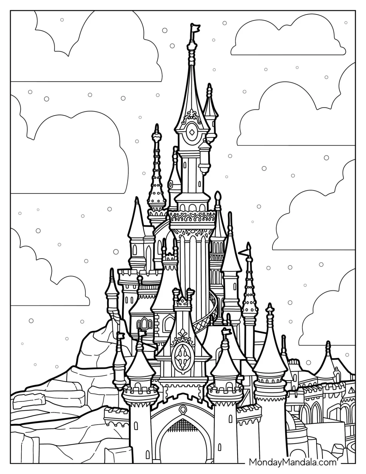 Detailed Disneyland Coloring Page Sleeping Beauty Castle coloring page