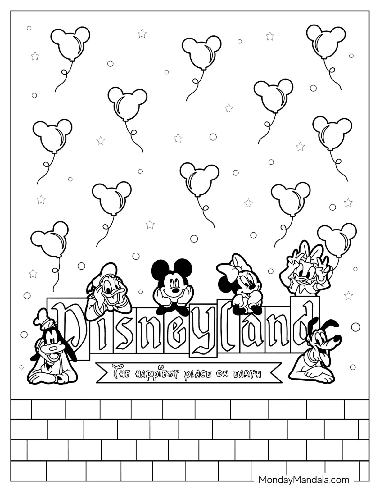 Disneyland Coloring Page Happiest Place On Earth Poster For Kids coloring page