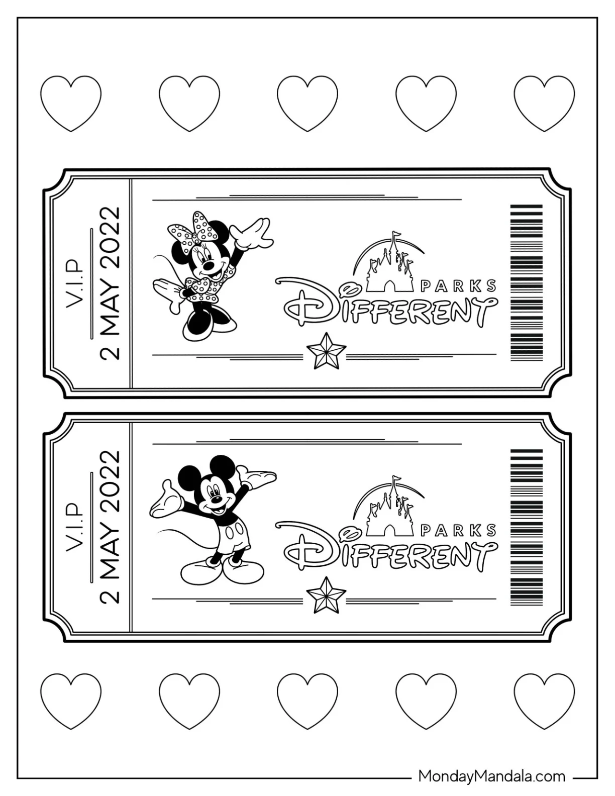 Disneyland Coloring Page VIP Tickets coloring page