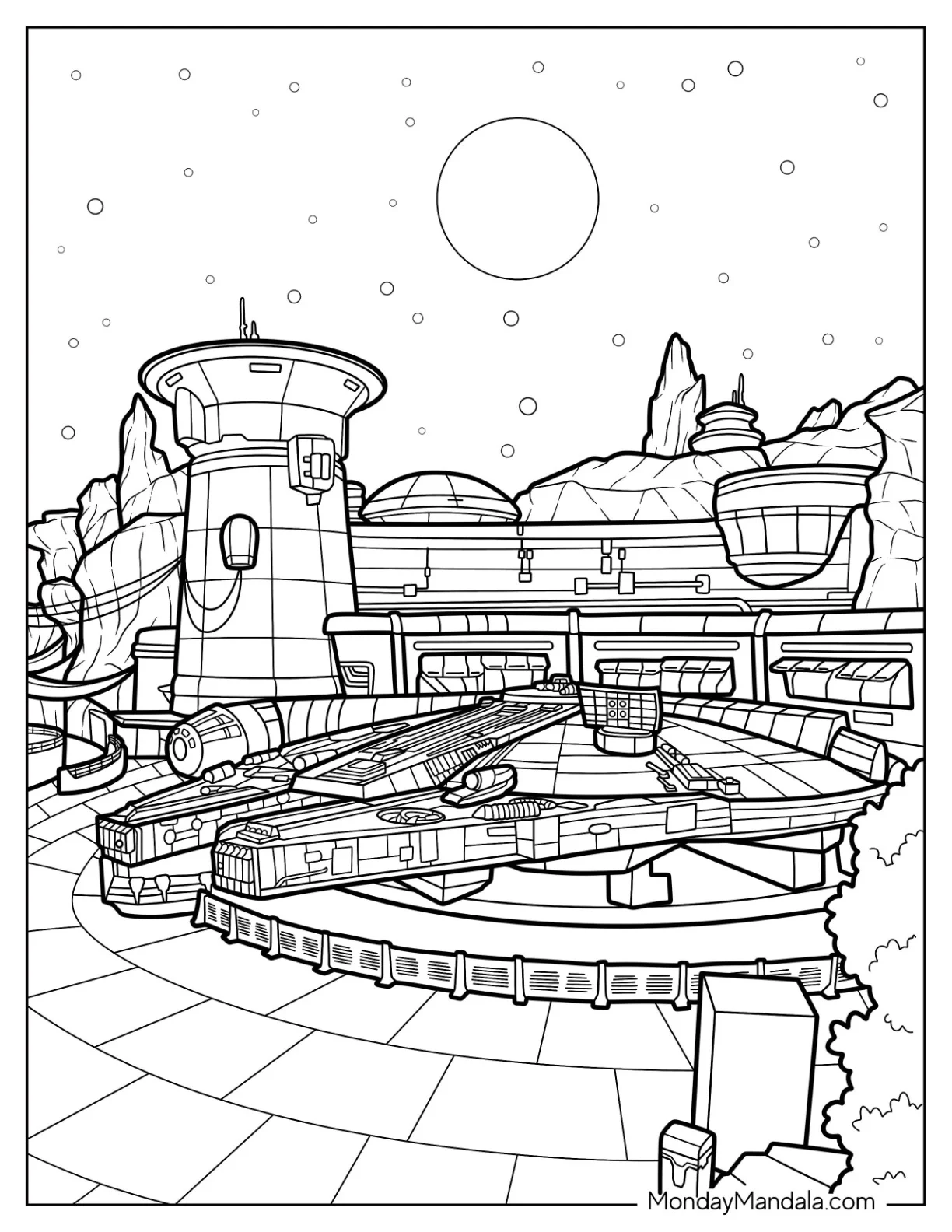 Millennium Falcon At Disneyland Coloring Page coloring page