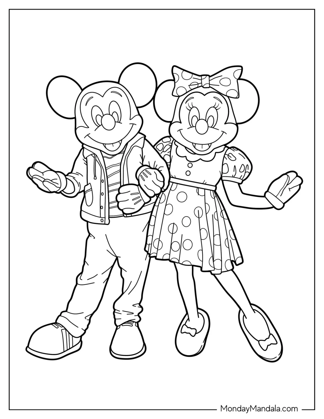Realistic Mickey Mouse And Minnie Mouse Disneyland Coloring Page Mascots coloring page