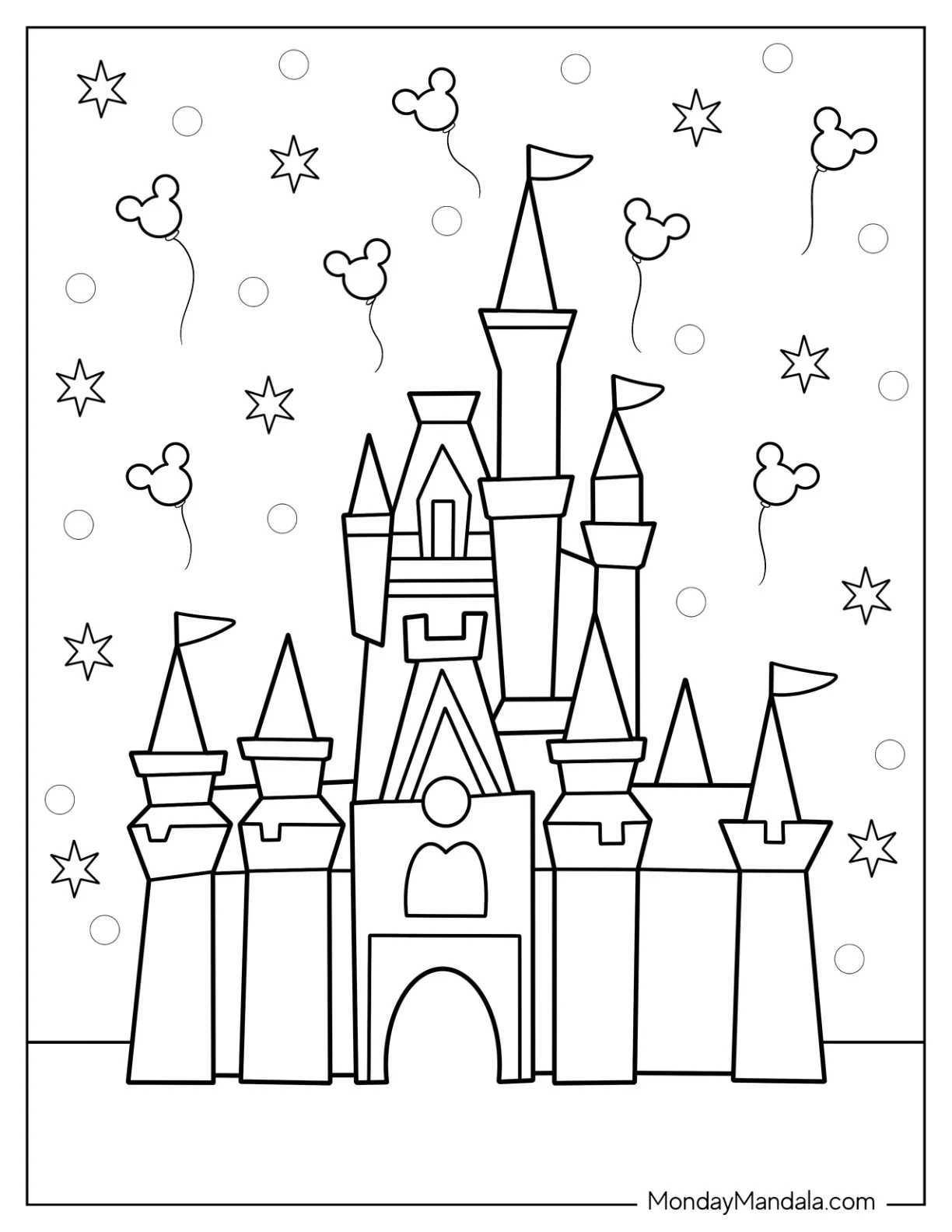 Simple Disneyland Coloring Page Castle For Kids coloring page
