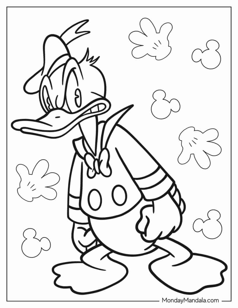 Coloring Sheet Of Angry Donald Duck coloring page — printable line art