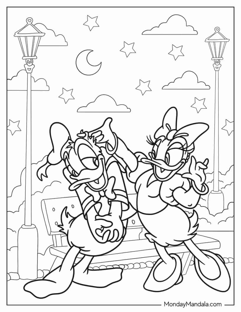 Donald Duck In Love With Daisy Duck coloring page