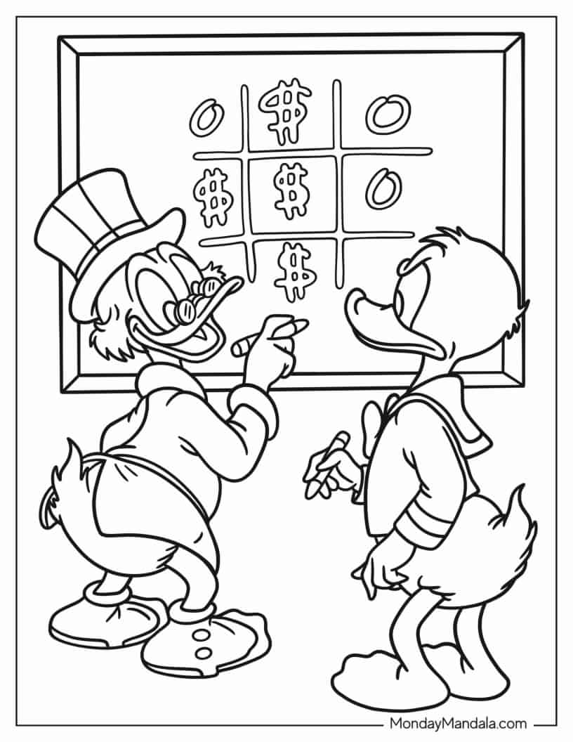 Uncle Scrooge Playing With Donald Duck Coloring Sheet coloring page