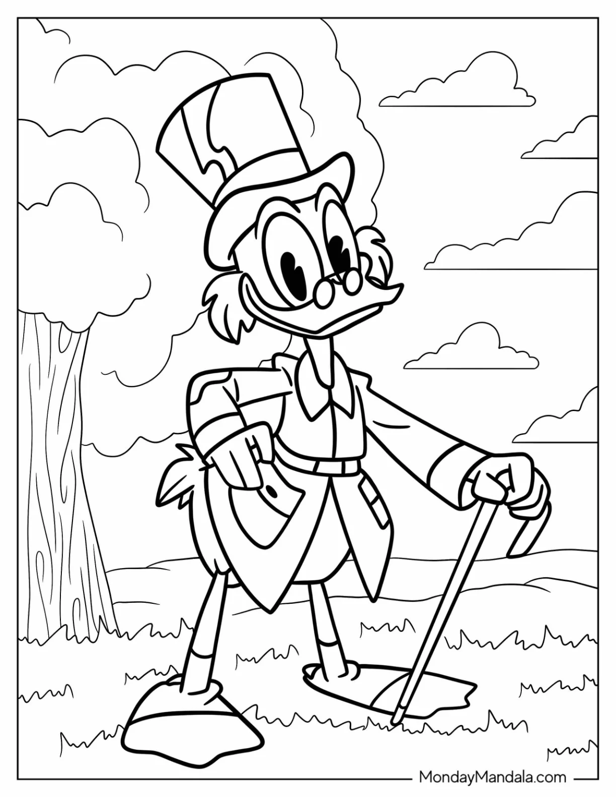 Duck Tales Coloring Page Of Scrooge McDuck In A Field coloring page
