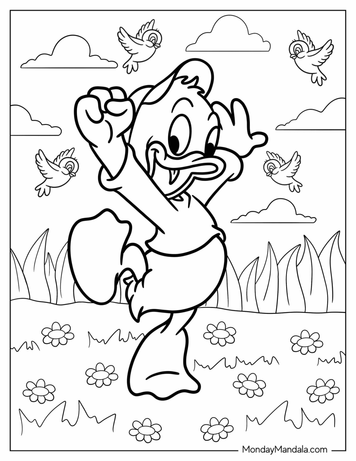 DuckTales Coloring Page Of Happy Dewey From Duck Tales For Kids coloring page