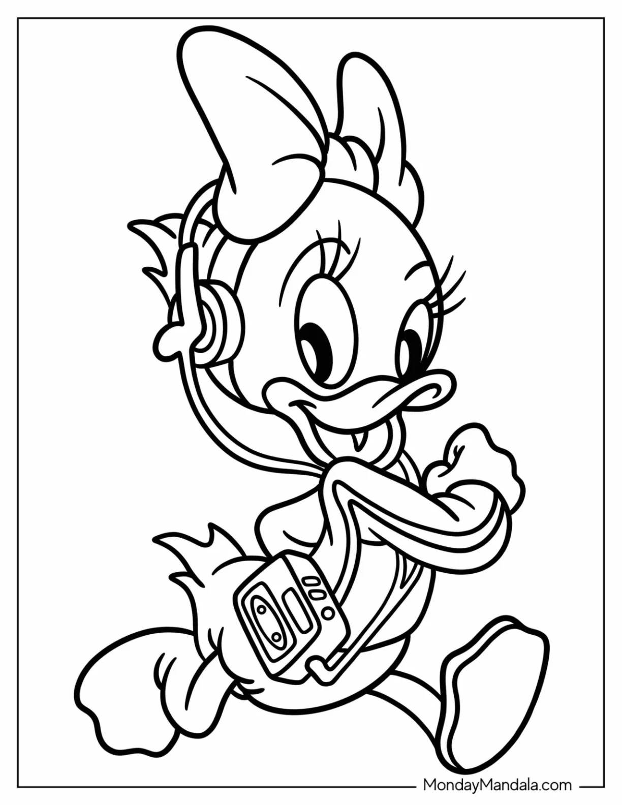 Webby Vanderquack With Headphones And Radio DuckTales Coloring Page For Kids coloring page