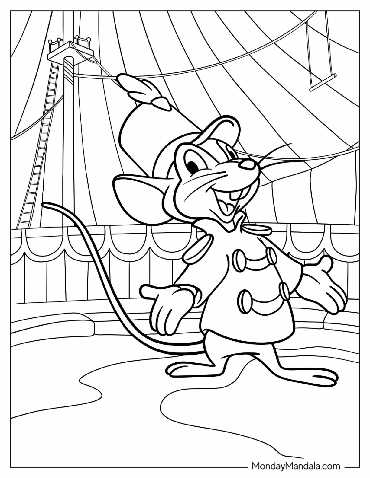 Dumbo Coloring Page Of Timothy Q Mouse Inside Circus Tent  For Kids coloring page
