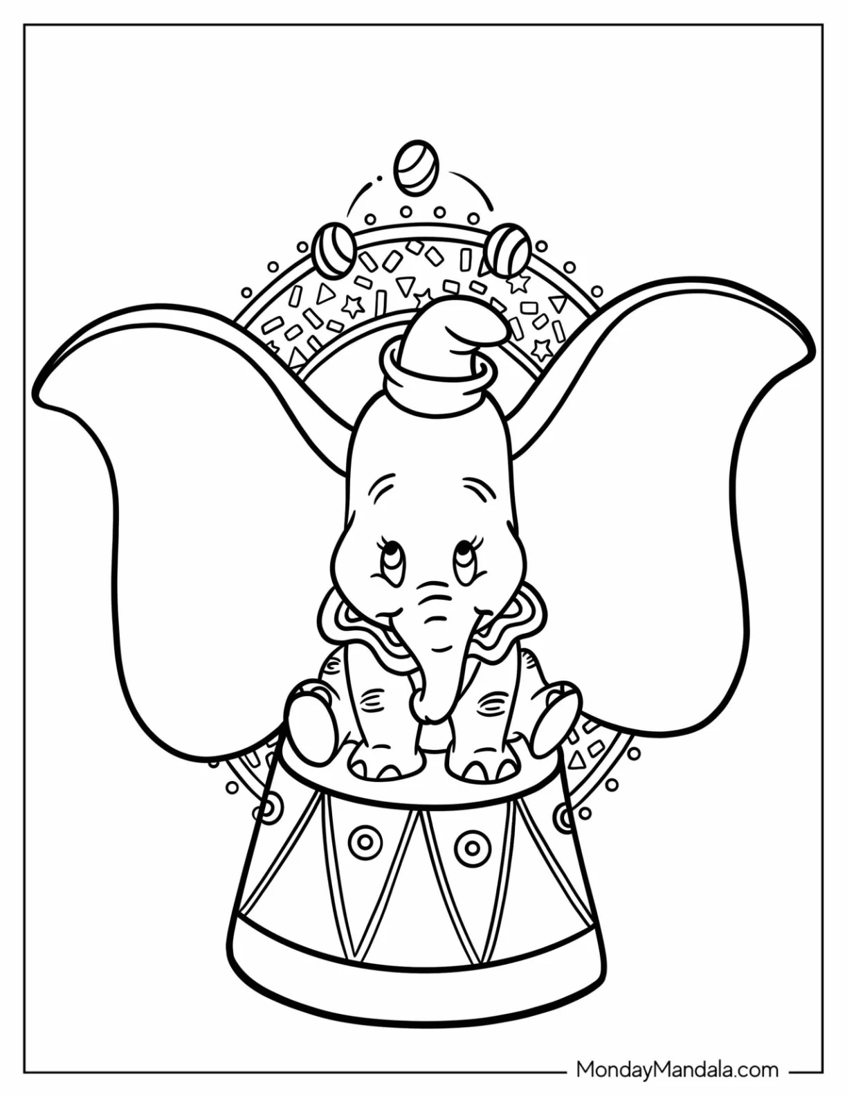 Dumbo Coloring Page Showing Off Massive Ears coloring page