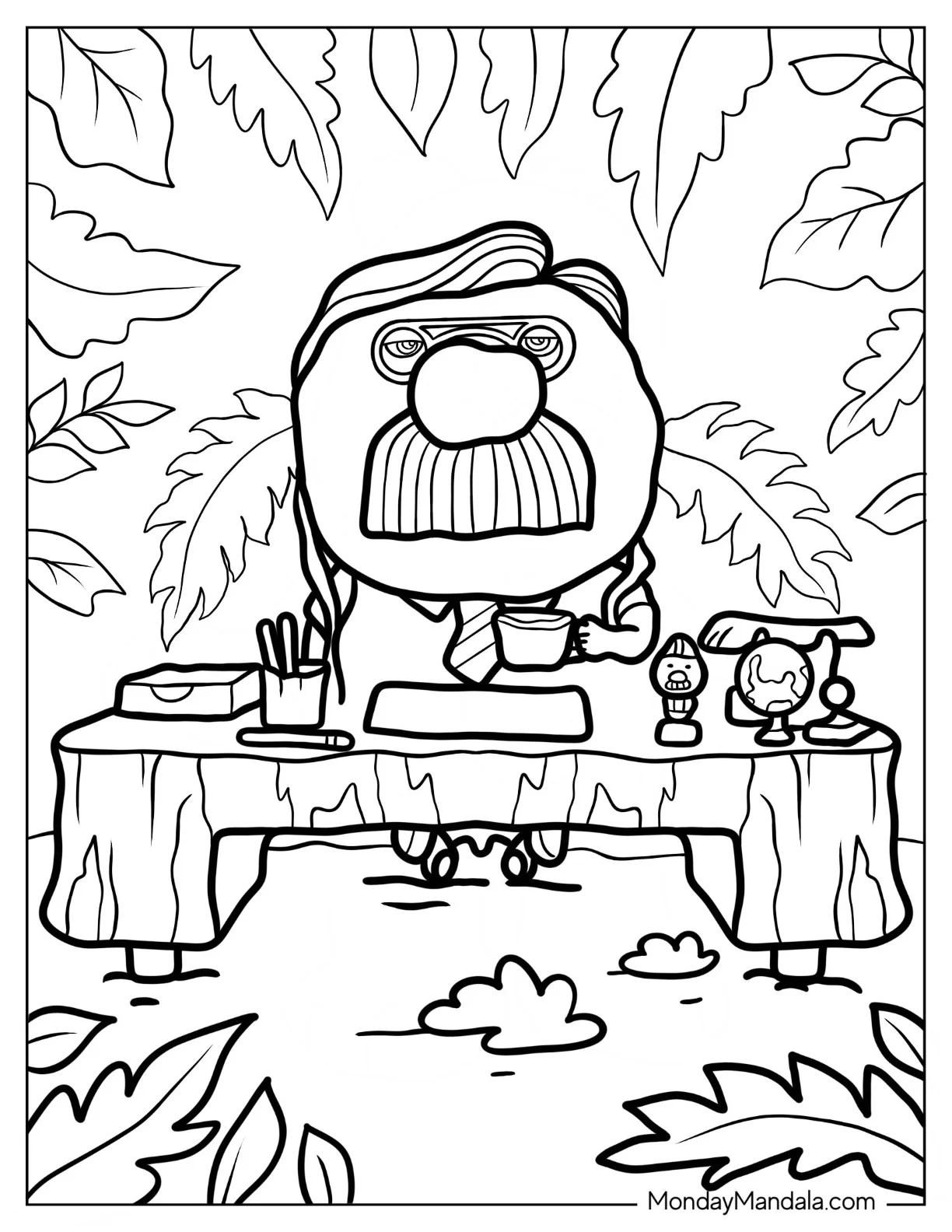 Elemental Coloring Page Of Fern Grouchwood Sitting Behind Desk coloring page
