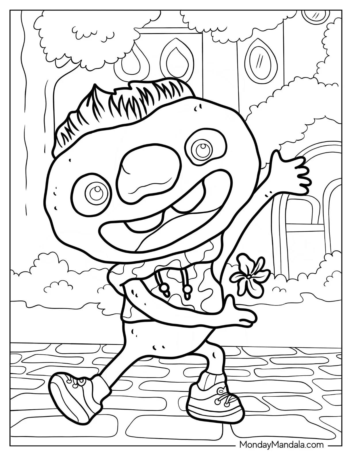 Elemental Coloring Page Of Kawaii Clod Dancing For Kids coloring page