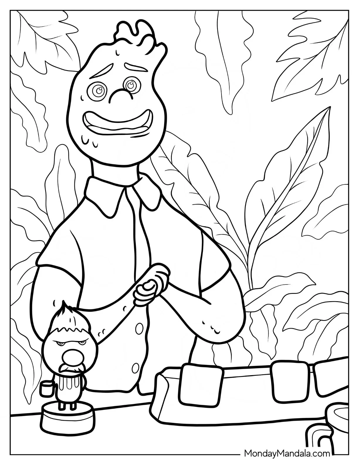 Elemental Coloring Page Of Nervous Wade Ripple On The Job coloring page