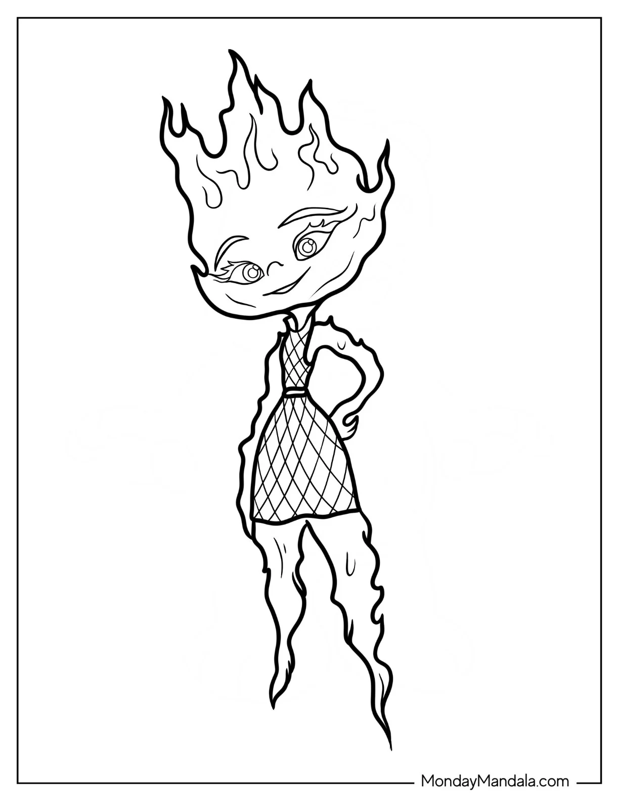 Elemental Coloring Page Of Simple Ember Lumen coloring page — printable line art